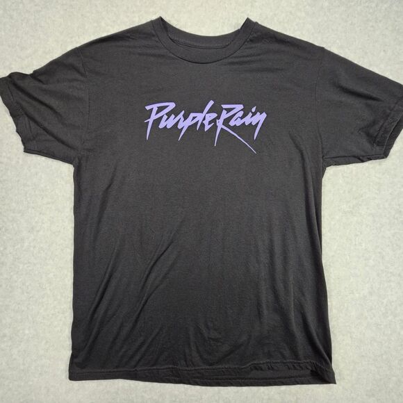 Prince Purple Rain Men's Black Large Cotton Polyester T-Shirt - Picture 1 of 5